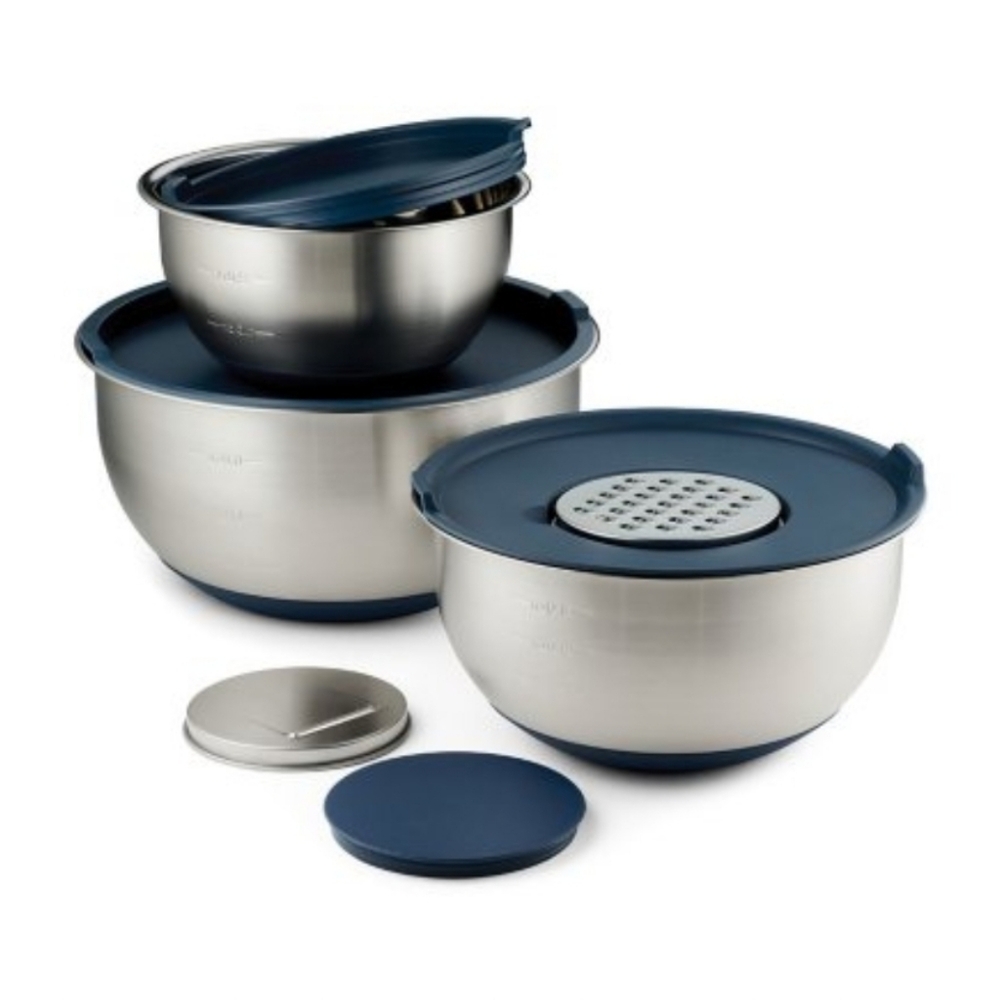 (Ew)Tramontina 8 Piece Stainless Steel Mixing Bowl and Grater Set with Lids